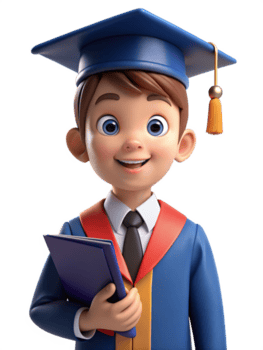 boy wear graduation hat and holding book 3d free png